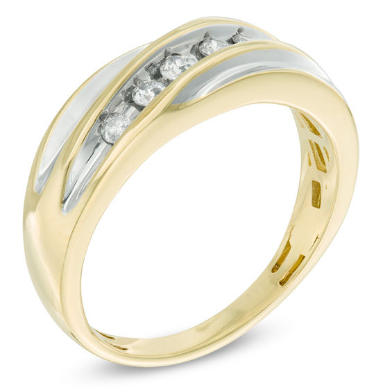 1/4 CT. T.w. Diamond Five Stone Slant Anniversary Band in 10K Two-Tone Gold