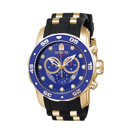 Men's Invicta Pro Diver Two-Tone Chronograph Strap Watch with Blue Dial (Model: 6983)