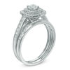 Thumbnail Image 2 of 3/4 CT. T.W. Diamond Cushion-Shaped Double Frame Bridal Set in 10K White Gold