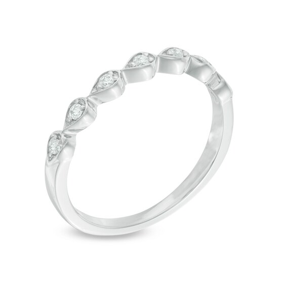 1/10 CT. T.w. Diamond Seven Stone Sideways Teardrop Anniversary Band in 10K White Gold
