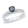 Thumbnail Image 0 of 3/4 CT. T.W. Enhanced Black and White Diamond Bridal Set in 10K White Gold