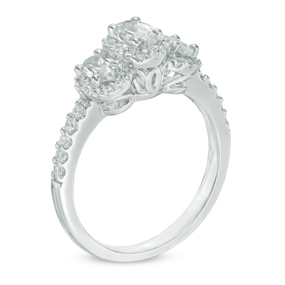 1 CT. T.w. Oval Diamond Past Present FutureÂ® Engagement Ring in 14K White Gold