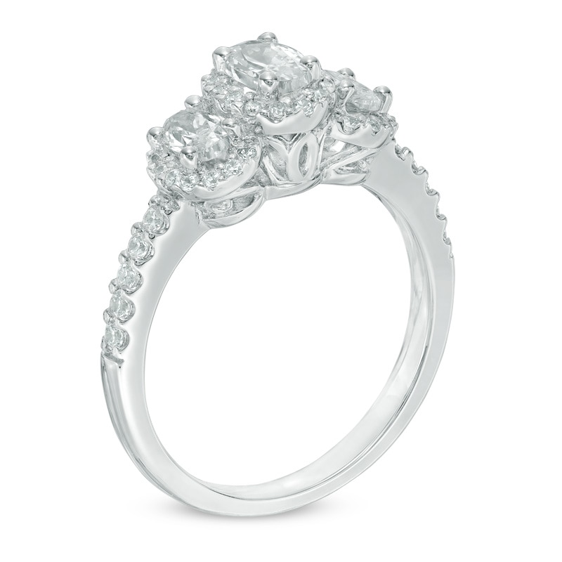 Main Image 2 of 1 CT. T.W. Oval Diamond Past Present Future® Engagement Ring in 14K White Gold