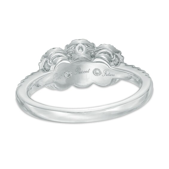 1 CT. T.w. Oval Diamond Past Present FutureÂ® Engagement Ring in 14K White Gold