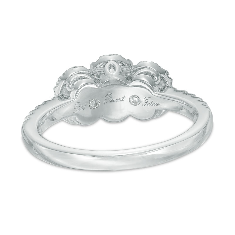 Main Image 3 of 1 CT. T.W. Oval Diamond Past Present Future® Engagement Ring in 14K White Gold