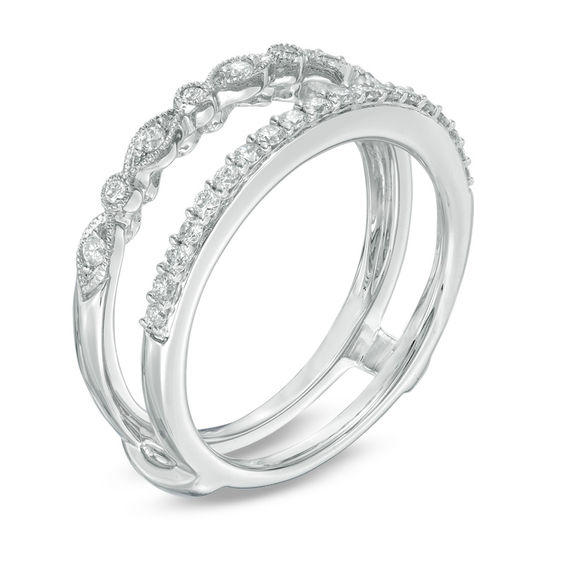 1/3 CT. T.w. Diamond Milgrain Solitaire Enhancer in 14K White Gold
