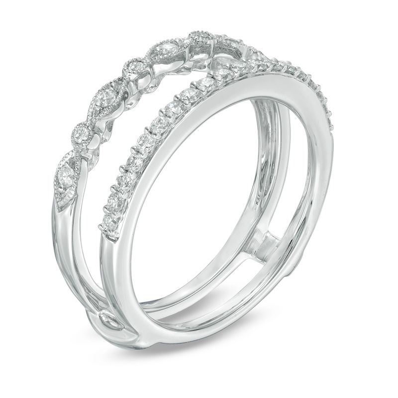 Main Image 2 of 1/3 CT. T.W. Diamond Milgrain Solitaire Enhancer in 14K White Gold