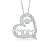 Thumbnail Image 1 of 1/10 CT. T.W. Diamond Tilted Heart "MOM" Pendant in 10K White Gold