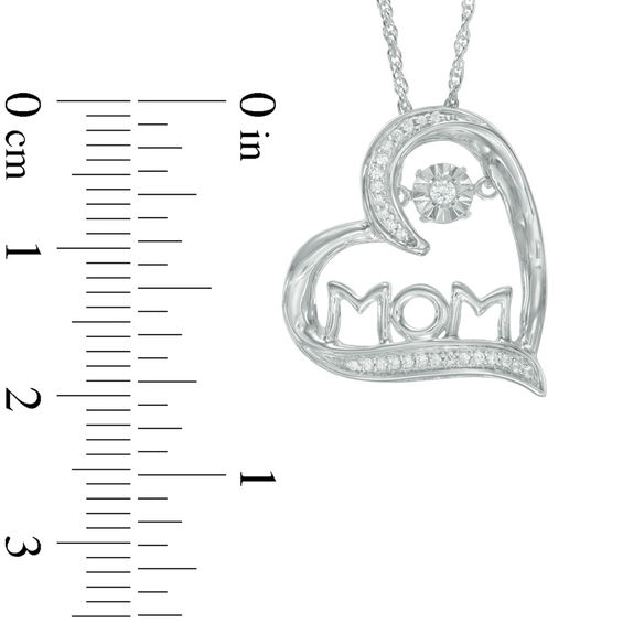 1/10 CT. T.w. Diamond Tilted Heart Mom Pendant in 10K White Gold
