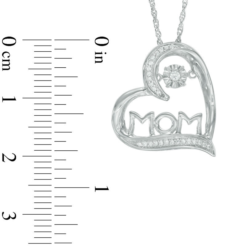 Main Image 2 of 1/10 CT. T.W. Diamond Tilted Heart "MOM" Pendant in 10K White Gold