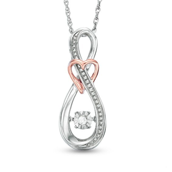 Unstoppable Love™ Diamond Accent Infinity with Heart Pendant in Sterling Silver and 10K Rose Gold Unstoppable Love™ Diamond Accent Infinity with Heart Pendant in Sterling Silver and 10K Rose Gold