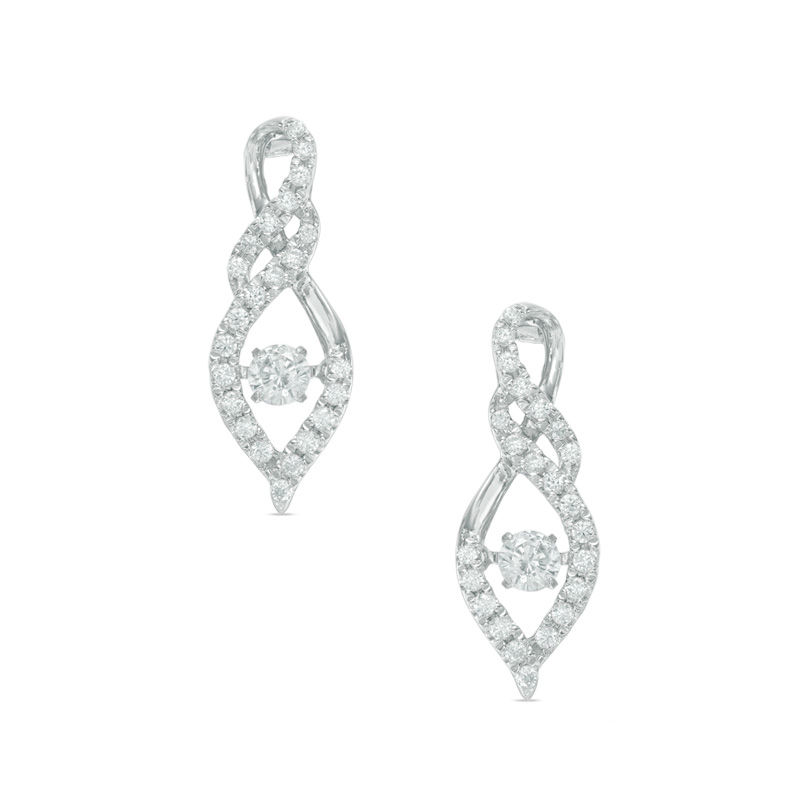 5/8 CT. T.W. Diamond Cascading Flame Drop Earrings in 10K White Gold