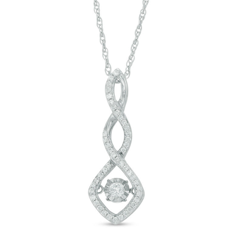 Unstoppable Love™ 1/5 CT. T.W. Diamond Squared Cascading Drop Pendant in 10K White Gold