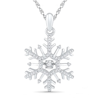 1/6 CT. T.W. Diamond Snowflake Pendant in 10K White Gold