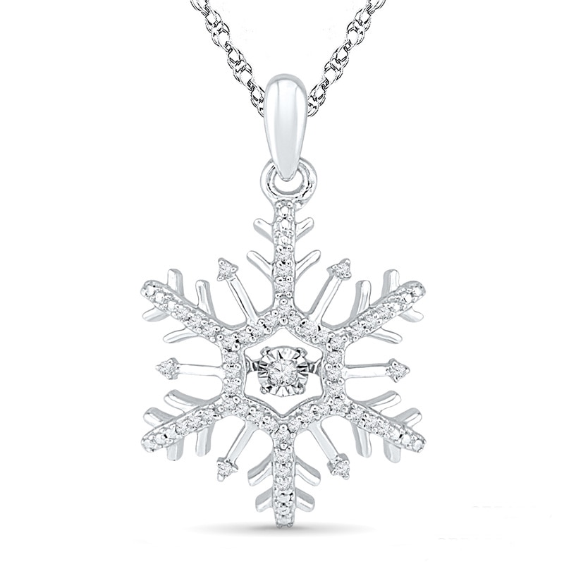 Main Image 1 of 1/6 CT. T.W. Diamond Snowflake Pendant in 10K White Gold