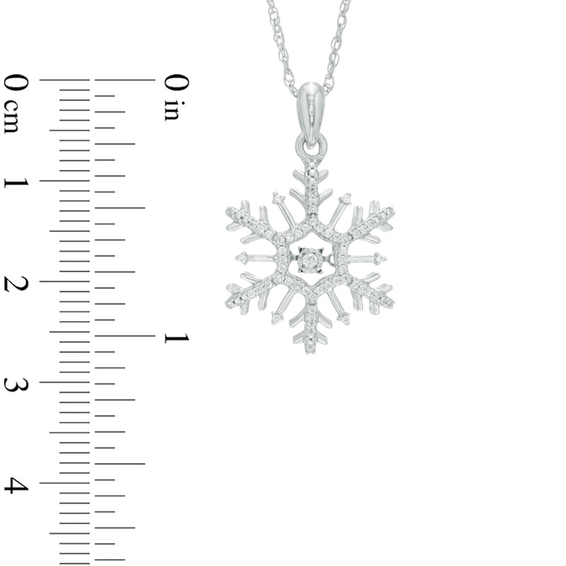 Main Image 2 of 1/6 CT. T.W. Diamond Snowflake Pendant in 10K White Gold
