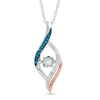 Thumbnail Image 0 of 1/10 CT. T.W. Enhanced Blue and White Diamond Open Flame Pendant in 10K Two-Tone Gold