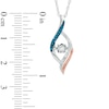 Thumbnail Image 1 of 1/10 CT. T.W. Enhanced Blue and White Diamond Open Flame Pendant in 10K Two-Tone Gold