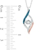 Thumbnail Image 2 of 1/10 CT. T.W. Enhanced Blue and White Diamond Open Flame Pendant in 10K Two-Tone Gold