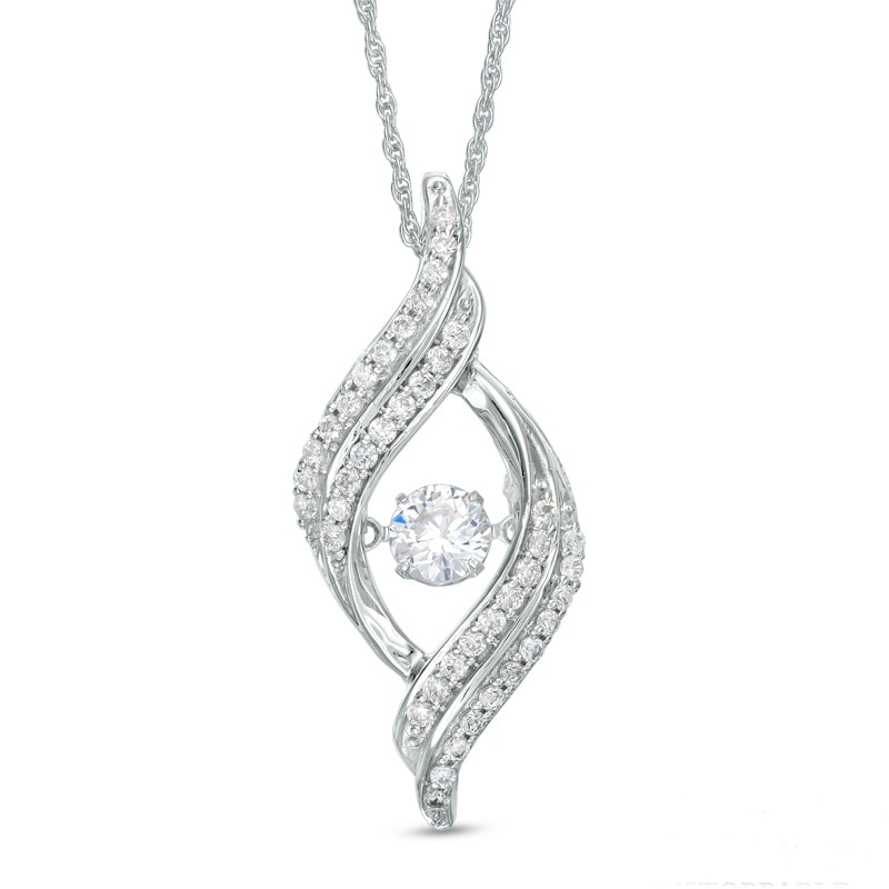 Main Image 1 of 3/4 CT. T.W. Diamond Open Flame Pendant in 10K White Gold