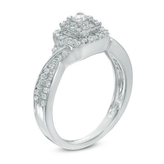 1/3 CT. T.w. Princess-Cut Diamond Frame Engagement Ring in 10K White Gold