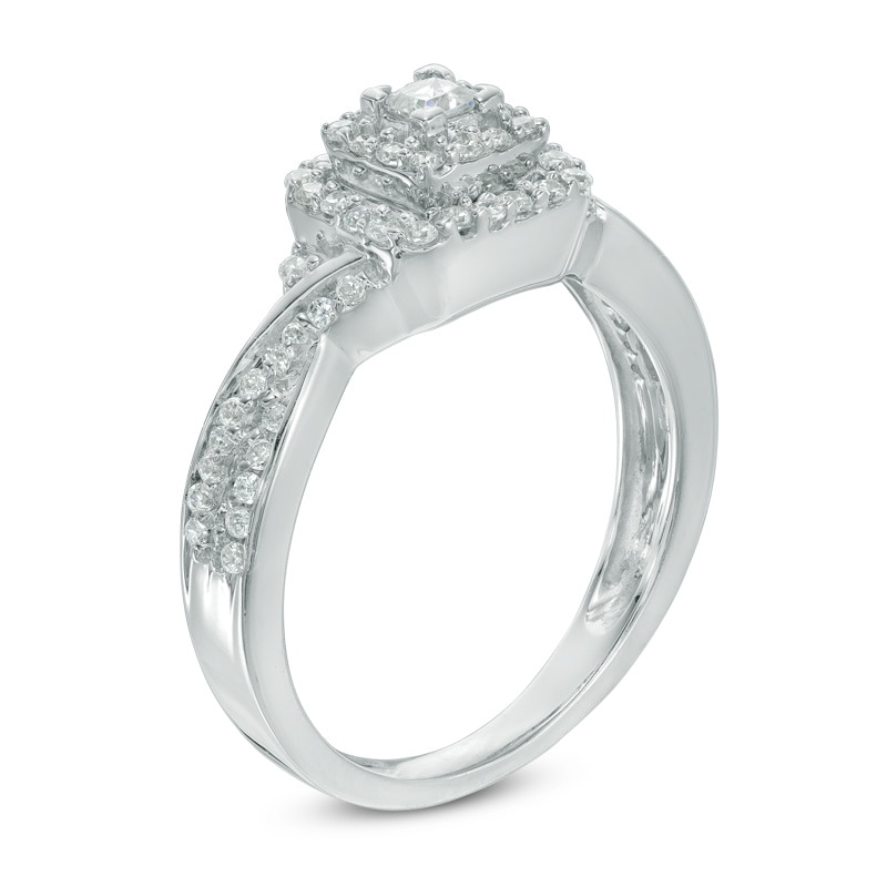 1/3 CT. T.W. Princess-Cut Diamond Frame Engagement Ring in 10K White Gold