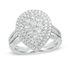Thumbnail Image 0 of 1-1/8 CT. T.W. Composite Diamond Pear-Shaped Double Frame Split Shank Engagement Ring in 14K White Gold