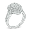 Thumbnail Image 1 of 1-1/8 CT. T.W. Composite Diamond Pear-Shaped Double Frame Split Shank Engagement Ring in 14K White Gold