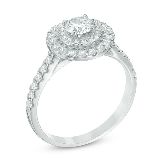 1 CT. T.w. Diamond Double Frame Tiered Engagement Ring in 14K White Gold