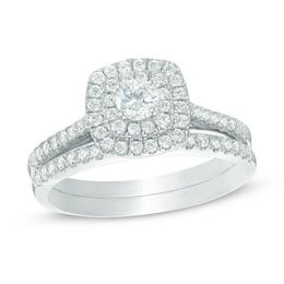 3/4 CT. T.W. Diamond Double Frame Bridal Set in 10K White Gold