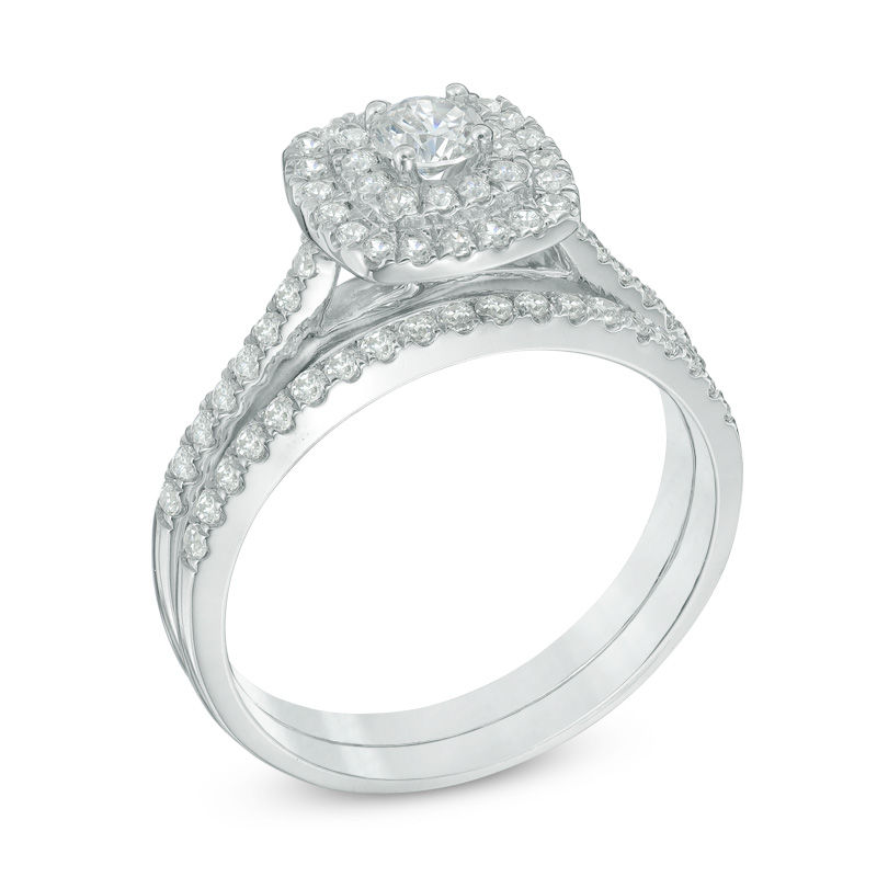 3/4 CT. T.W. Diamond Double Frame Bridal Set in 10K White Gold