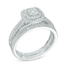 Thumbnail Image 1 of 1/2 CT. T.W. Multi-Diamond Double Square Frame Bridal Set in 10K White Gold