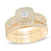 Thumbnail Image 0 of 1 CT. T.W. Diamond Double Square Frame Three Piece Bridal Set in 10K Gold