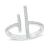 Thumbnail Image 0 of 1/8 CT. T.W. Diamond Double Bar Open Ring in Sterling Silver