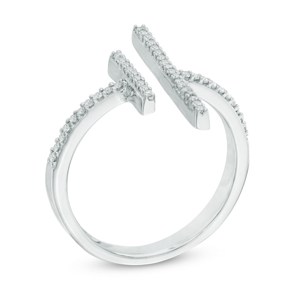 1/8 CT. T.w. Diamond Double Bar Open Ring in Sterling Silver