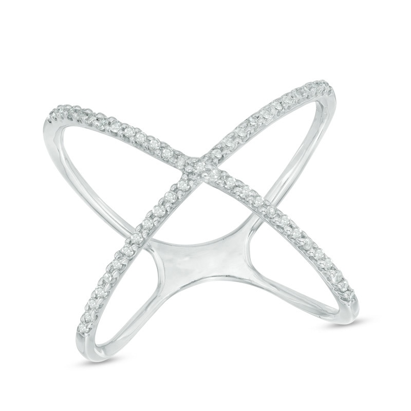 1/8 CT. T.W. Diamond Criss-Cross Orbit Ring in Sterling Silver | Zales