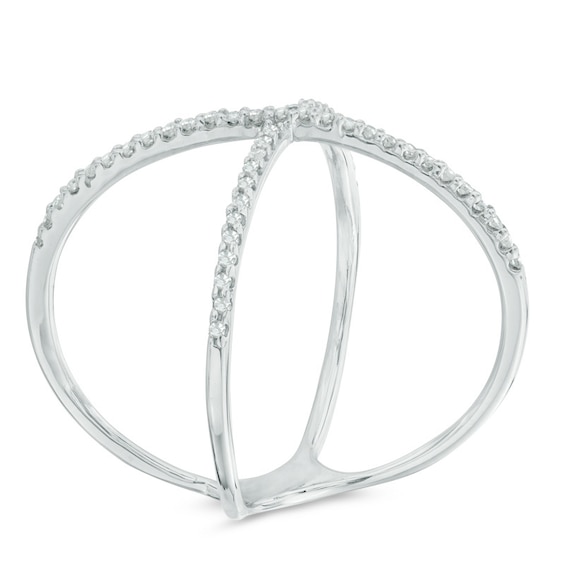 1/8 CT. T.w. Diamond Criss-Cross Orbit Ring in Sterling Silver