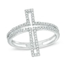 Thumbnail Image 0 of 1/4 CT. T.W. Diamond Open Cross Split Shank Ring in Sterling Silver