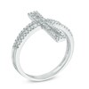 Thumbnail Image 1 of 1/4 CT. T.W. Diamond Open Cross Split Shank Ring in Sterling Silver