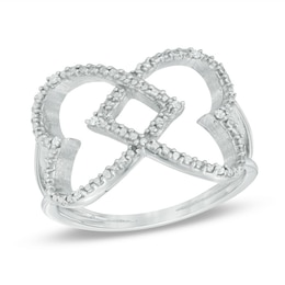 Diamond Accent Double Criss-Cross Heart Ring in Sterling Silver