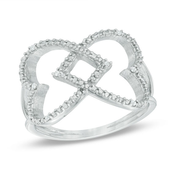 Heartring☆ Diamond Accent Double Criss-Cross Heart Ring in Sterling Silver
