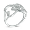 Thumbnail Image 1 of Diamond Accent Double Criss-Cross Heart Ring in Sterling Silver