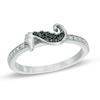 Thumbnail Image 0 of 1/10 CT. T.W. Enhanced Black and White Diamond Sideways Seahorse Ring in Sterling Silver