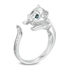 Thumbnail Image 1 of Enhanced Blue and White Diamond Accent Cat Open Ring in Sterling Silver