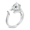 Thumbnail Image 2 of Enhanced Blue and White Diamond Accent Cat Open Ring in Sterling Silver