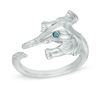 Thumbnail Image 0 of Enhanced Blue and White Diamond Accent Elephant Open Ring in Sterling Silver