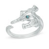 Thumbnail Image 1 of Enhanced Blue and White Diamond Accent Elephant Open Ring in Sterling Silver