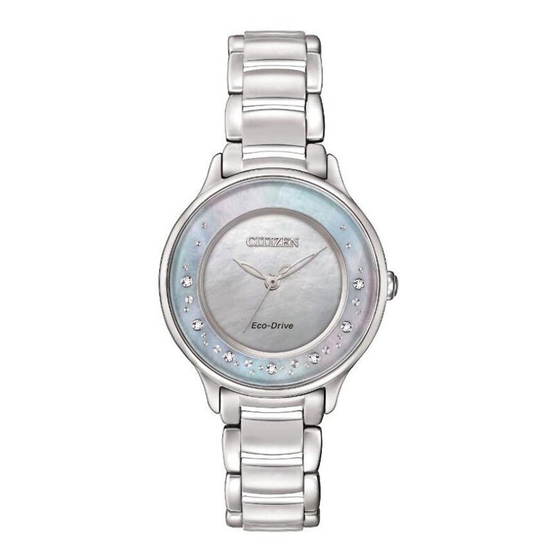 Main Image 1 of Ladies' Citizen Eco-Drive® Circle of Time Diamond Accent Watch with Mother-of-Pearl Dial (Model: EM0380-81N)