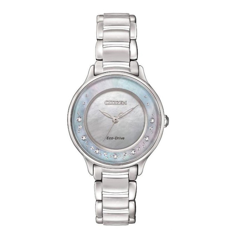 Main Image 2 of Ladies' Citizen Eco-Drive® Circle of Time Diamond Accent Watch with Mother-of-Pearl Dial (Model: EM0380-81N)