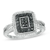 Thumbnail Image 0 of 1/2 CT. T.W. Enhanced Black and White Composite Diamond Double Rectangle Frame Ring in Sterling Silver